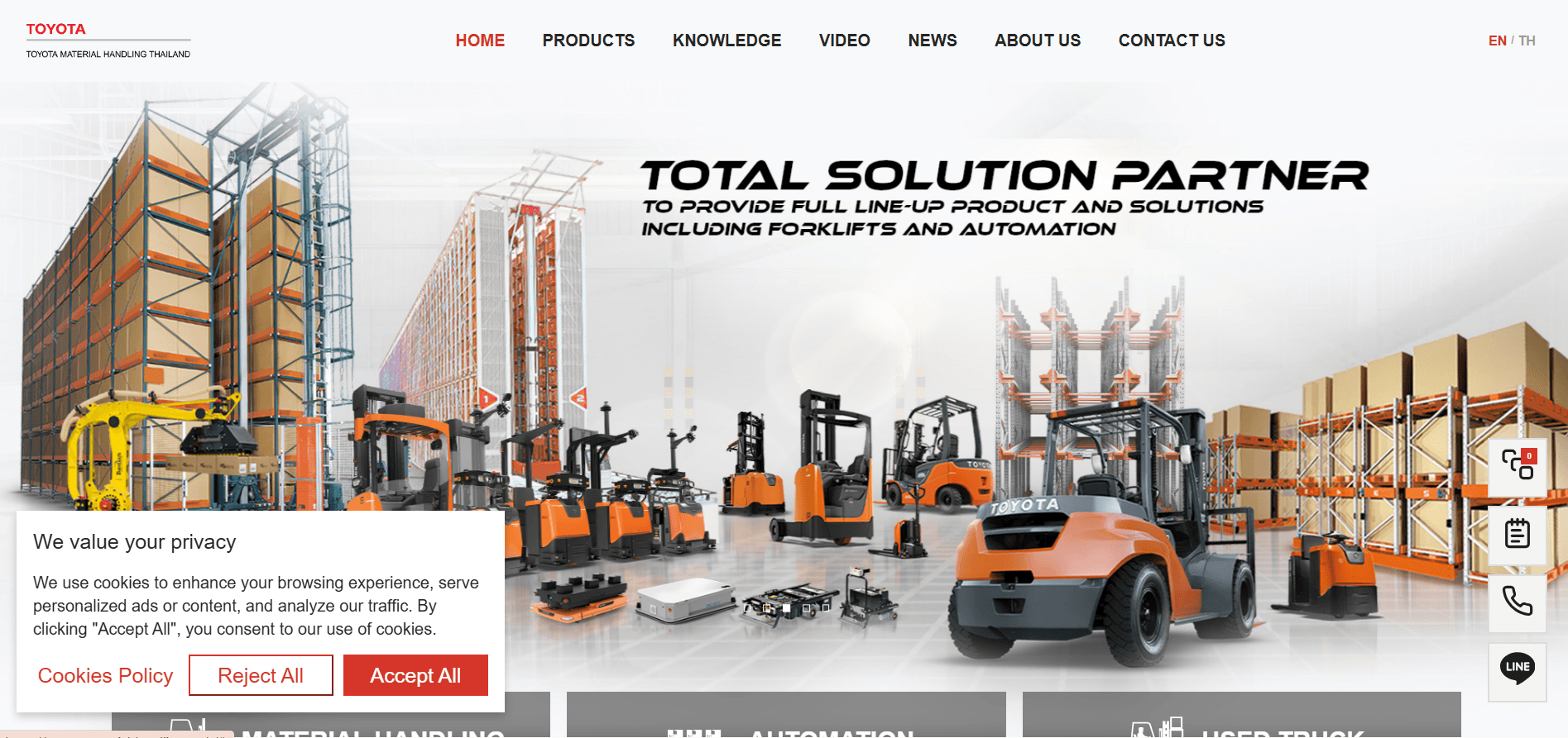 Toyota Material Handling Landing Page